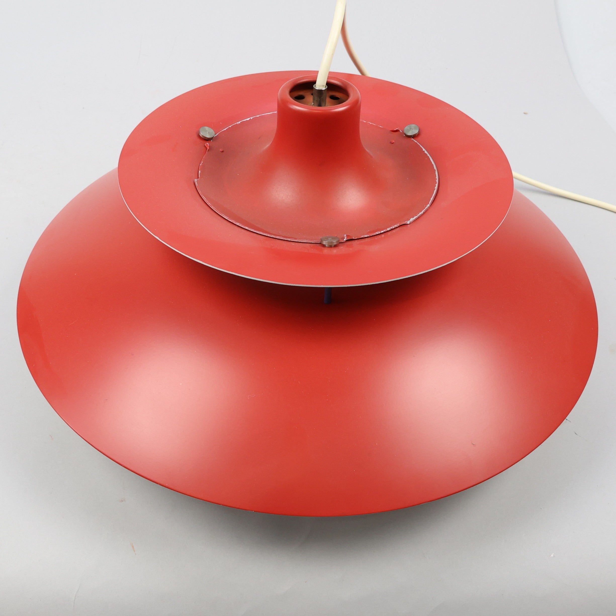 Plafonnier PH 5 rouge par Poul Henningsen pour Louis Poulsen, Danemark, années 80