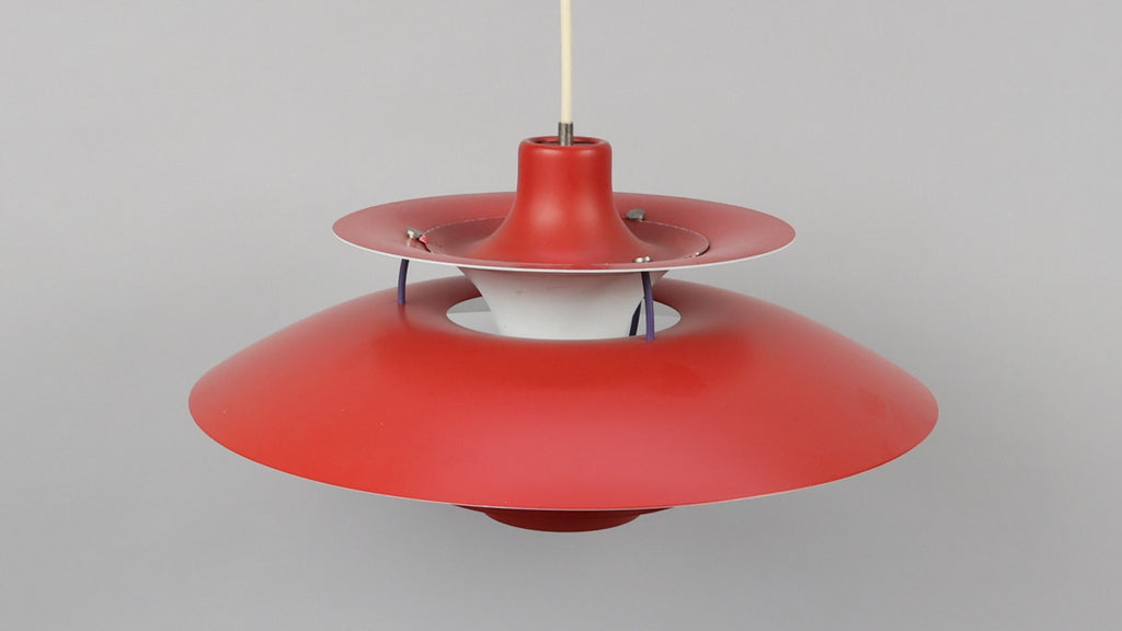 Plafonnier PH 5 rouge par Poul Henningsen pour Louis Poulsen, Danemark, années 80