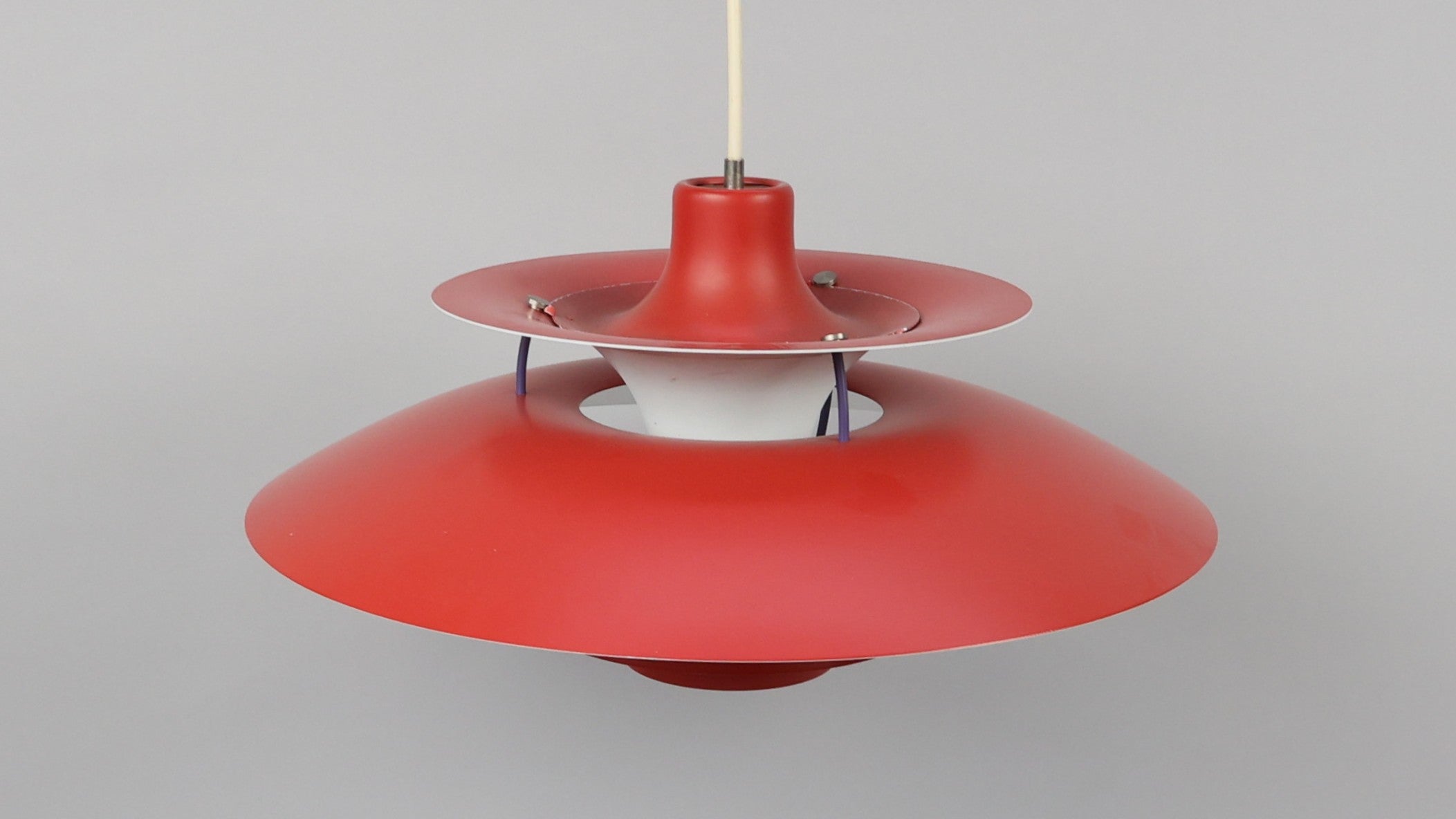 Plafonnier PH 5 rouge par Poul Henningsen pour Louis Poulsen, Danemark, années 80