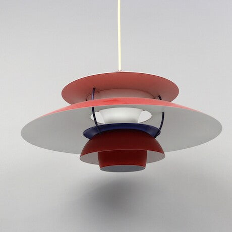 Plafonnier PH 5 rouge par Poul Henningsen pour Louis Poulsen, Danemark, années 80