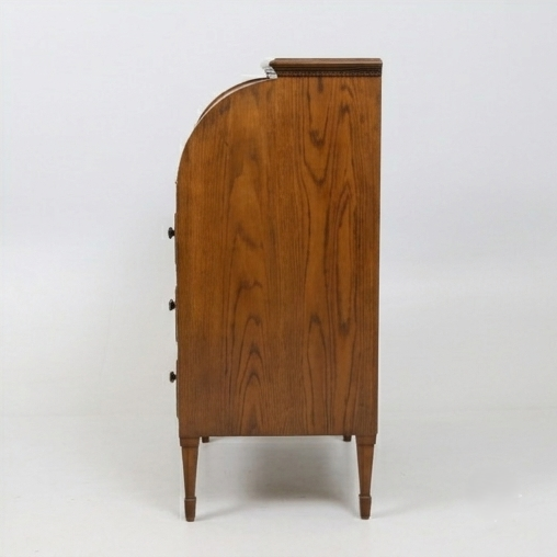 Secrétaire commode à volet roulant vintage en chêne - 80 cm, années 50