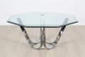 Table Basse Roger Sprunger pour Dunbar en Verre et Acier Chromé, Années 60