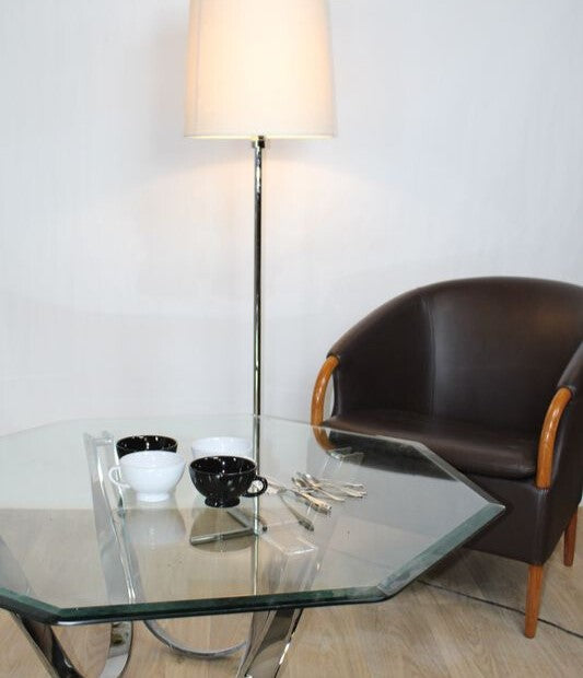 Table Basse Roger Sprunger pour Dunbar en Verre et Acier Chromé, Années 60