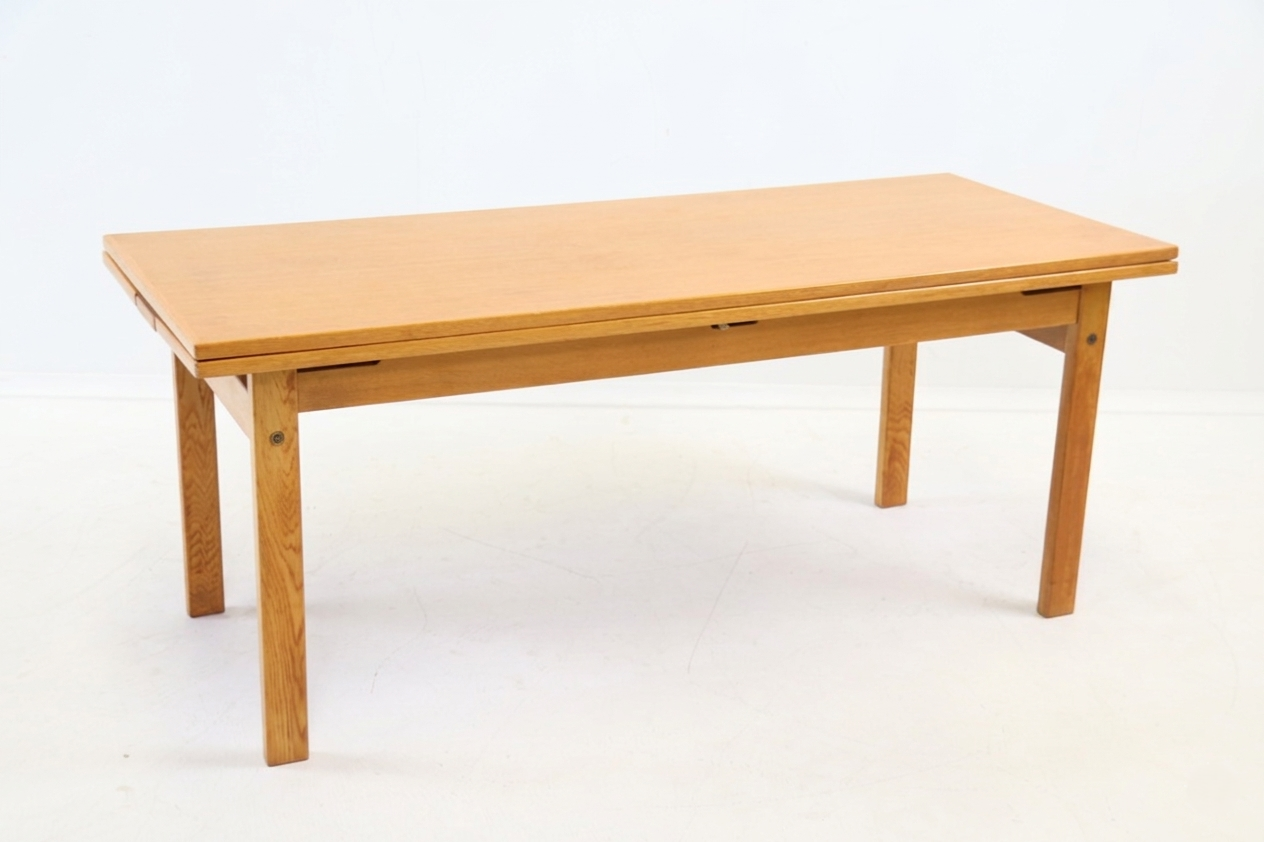 Table basse vintage Scandinave à abattants en chêne, années 1970