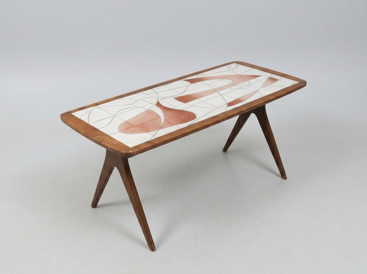 Table basse Scandinave vintage à plateau carrelé - Edmund - années 1950