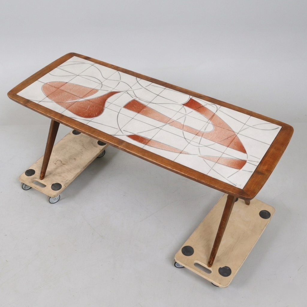 Table basse Scandinave vintage à plateau carrelé - Edmund - années 1950