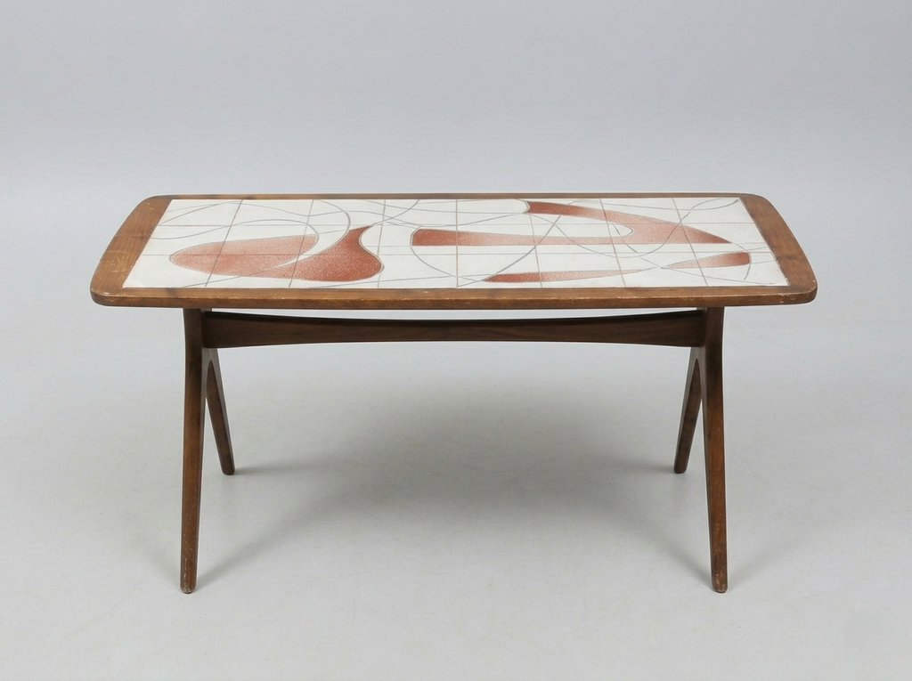 Table basse Scandinave vintage à plateau carrelé - Edmund - années 1950