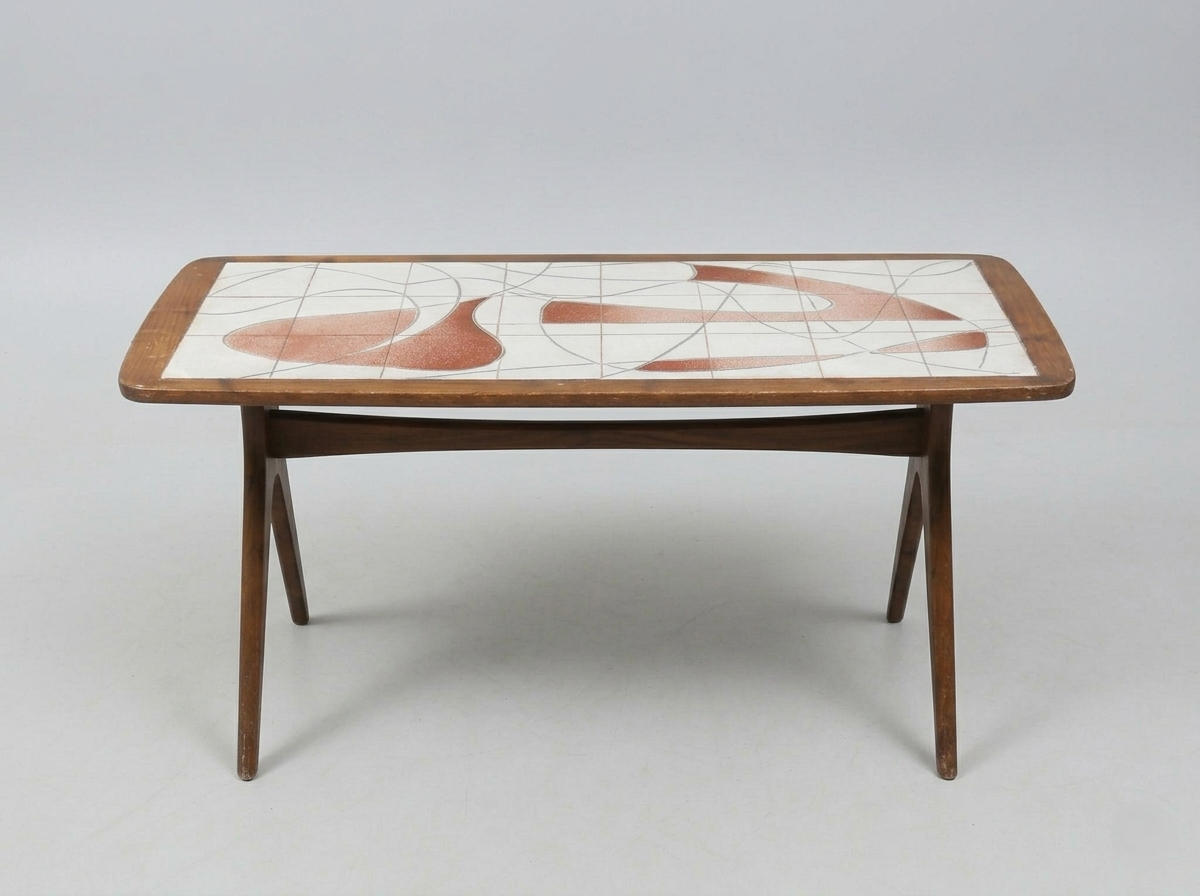 Table basse Scandinave vintage à plateau carrelé - Edmund - années 1950