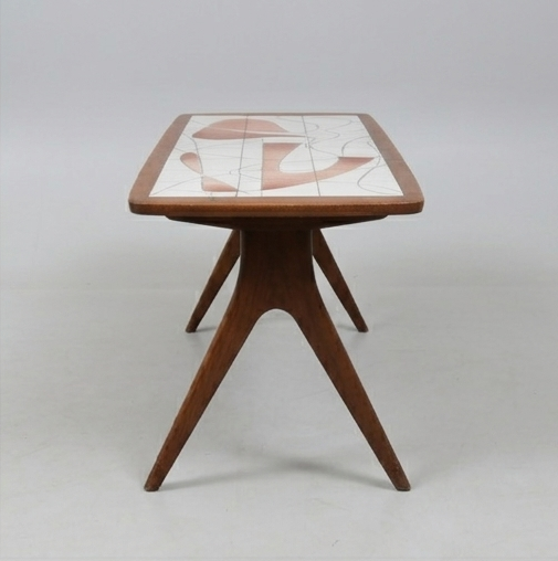 Table basse Scandinave vintage à plateau carrelé - Edmund - années 1950