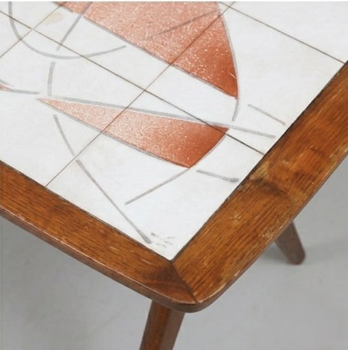 Table basse Scandinave vintage à plateau carrelé - Edmund - années 1950