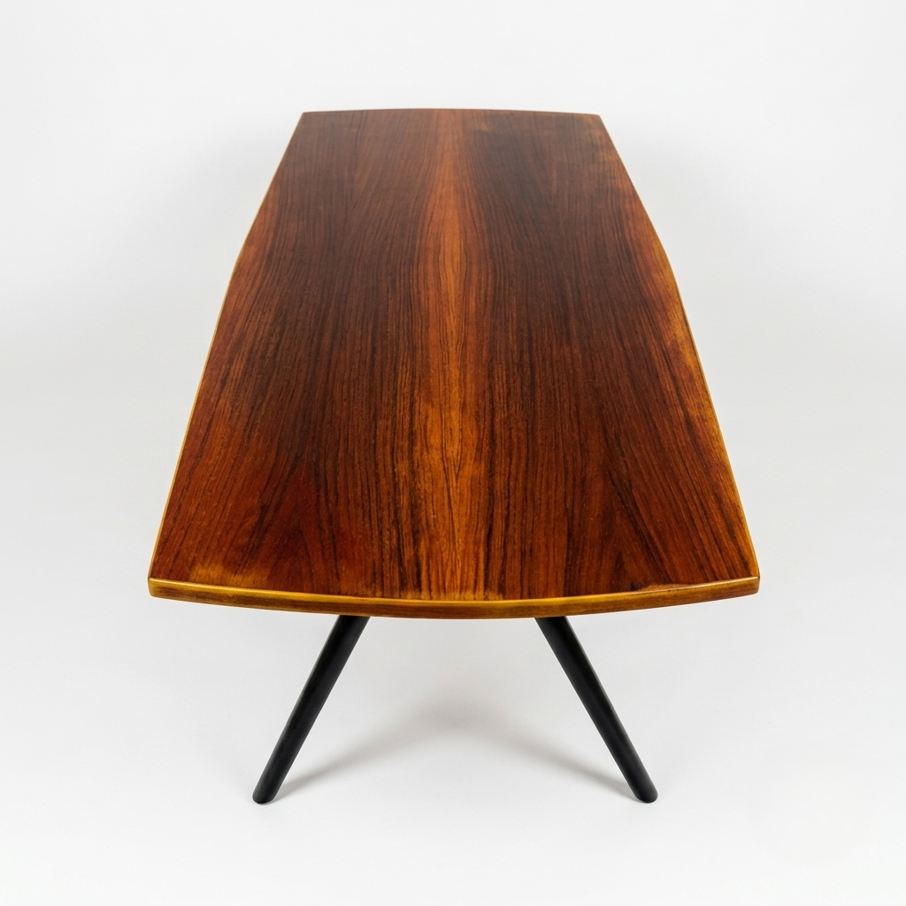 Table basse Vintage Scandinave en teck et piètement noir - années 60