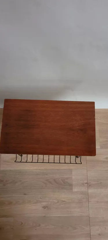 Table basse vintage Stringboard en teck et fils d'acier – Suède, 1950 - Furniture 1960
