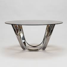 Table basse vintage verre et chrome – Roger Spunger pour Dunbar, 1960 - Furniture 1960
