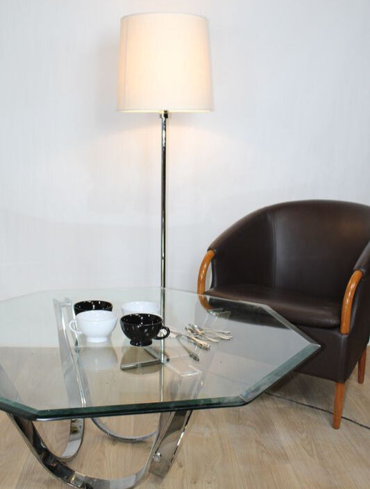 Table basse vintage verre et chrome – Roger Spunger pour Dunbar, 1960 - Furniture 1960