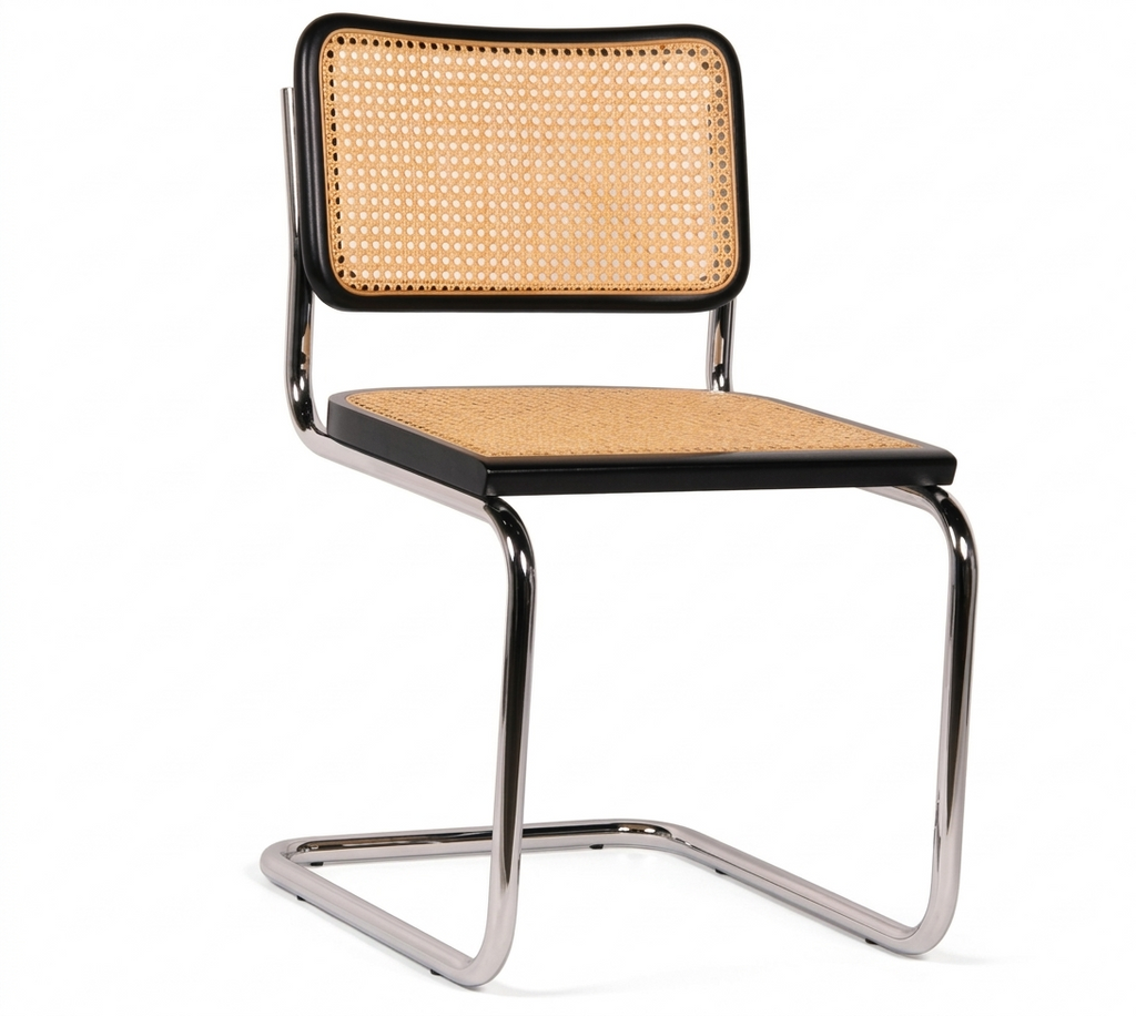 Lot de 4 chaises Cesca B32 noires Marcel Breuer, Italie