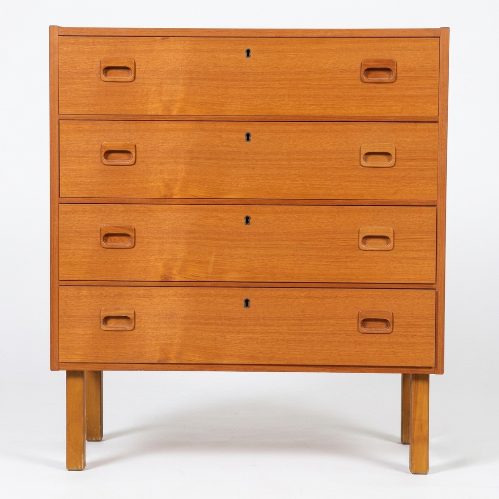 Commode vintage scandinave en teck à 4 tiroirs, Danemark années 70