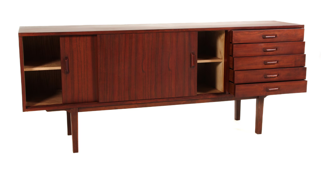 Enfilade vintage scandinave à 05 tiroirs et portes coulissantes – Dk, années 90 - Furniture 1960