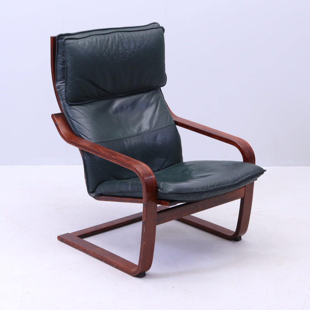 Fauteuil vintage scandinave POÄNG en cuir noir – IKEA, années 1980 - Furniture 1960