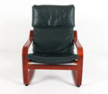 Fauteuil vintage scandinave POÄNG en cuir noir – IKEA, années 1980 - Furniture 1960