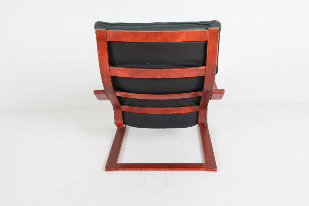 Fauteuil vintage scandinave POÄNG en cuir noir – IKEA, années 1980 - Furniture 1960