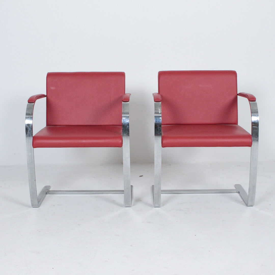 Fauteuil BRNO vintage en cuir rouge – attribué à Mies van der Rohe – Knoll Intl - Furniture 1960