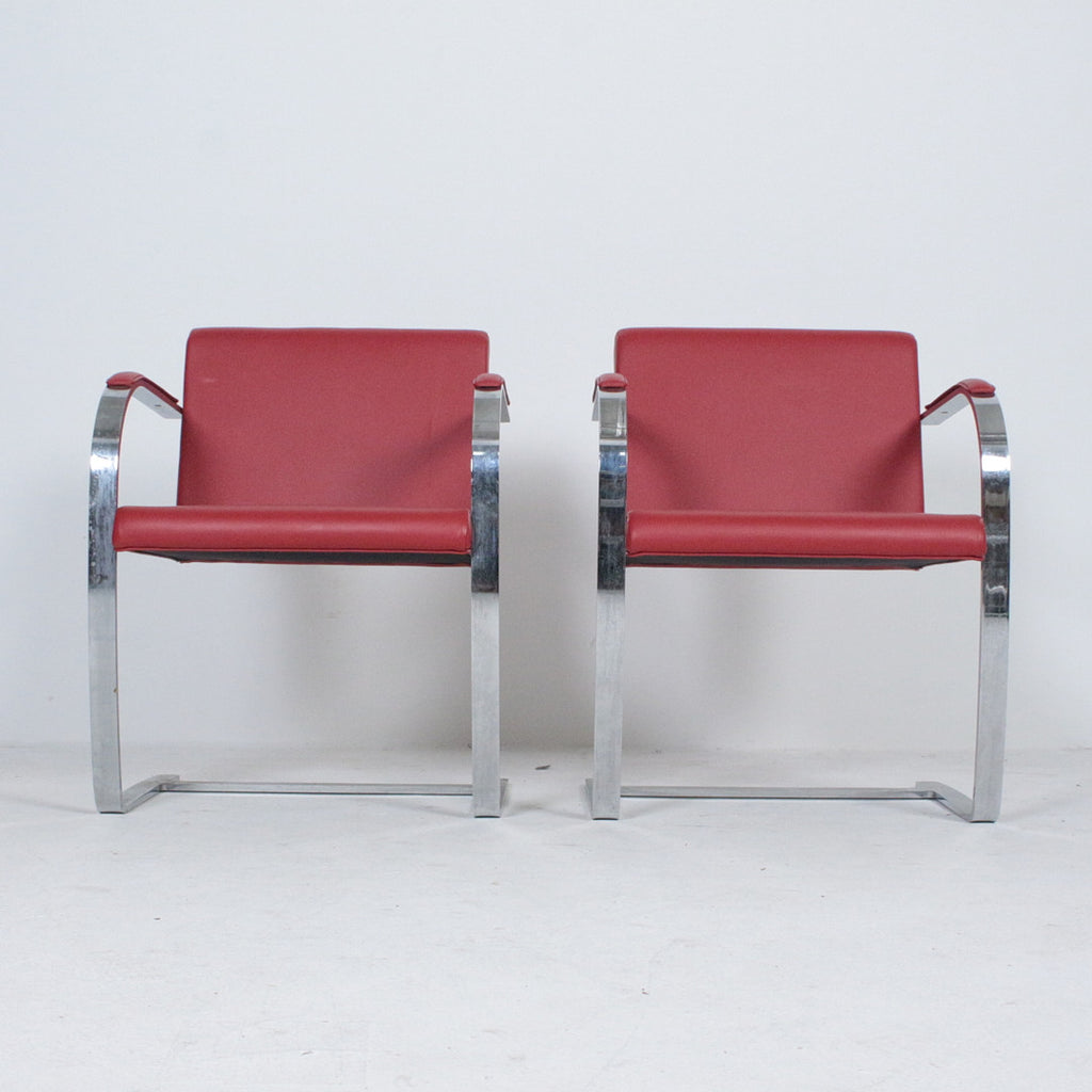 Fauteuil BRNO vintage en cuir rouge – attribué à Mies van der Rohe – Knoll Intl - Furniture 1960