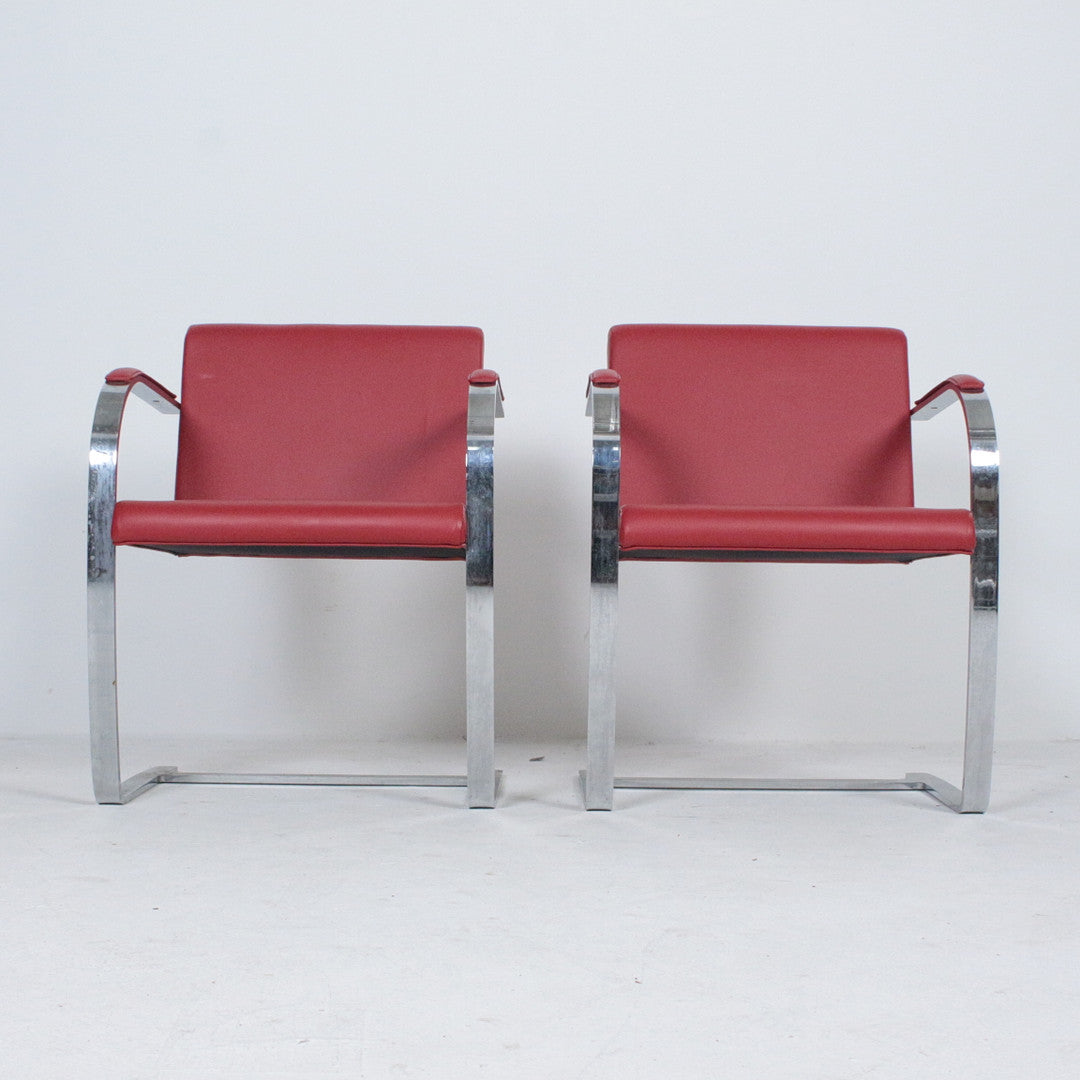 Fauteuil BRNO vintage en cuir rouge – attribué à Mies van der Rohe – Knoll Intl - Furniture 1960