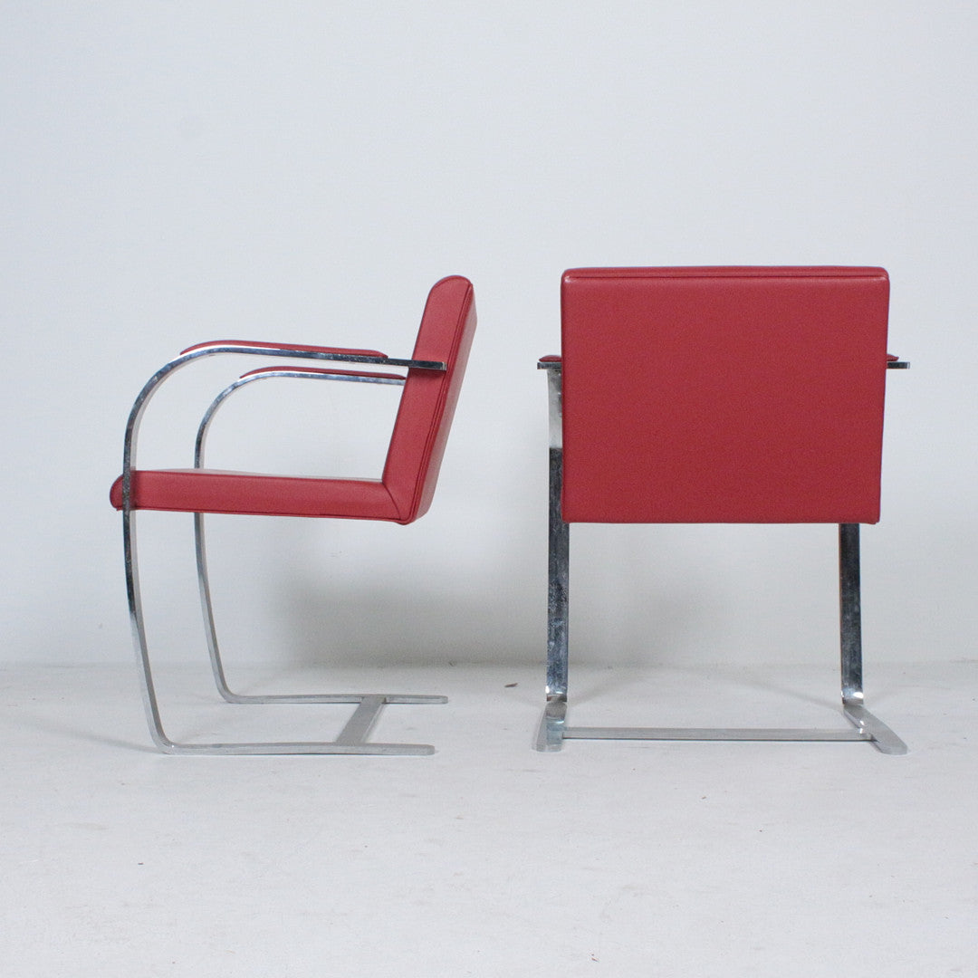 Fauteuil BRNO vintage en cuir rouge – attribué à Mies van der Rohe – Knoll Intl - Furniture 1960