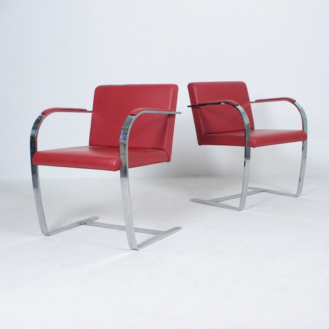 Fauteuil BRNO vintage en cuir rouge – attribué à Mies van der Rohe – Knoll Intl - Furniture 1960