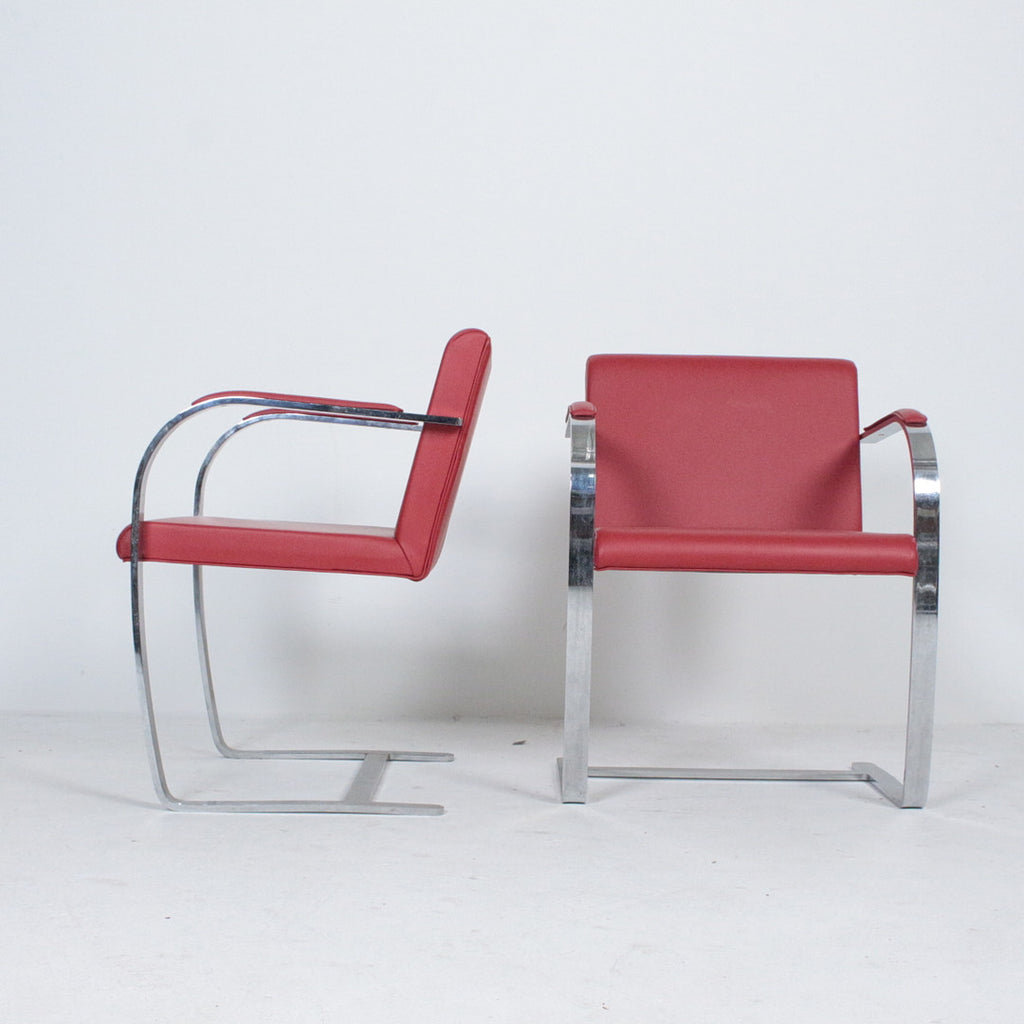 Fauteuil BRNO vintage en cuir rouge – attribué à Mies van der Rohe – Knoll Intl - Furniture 1960