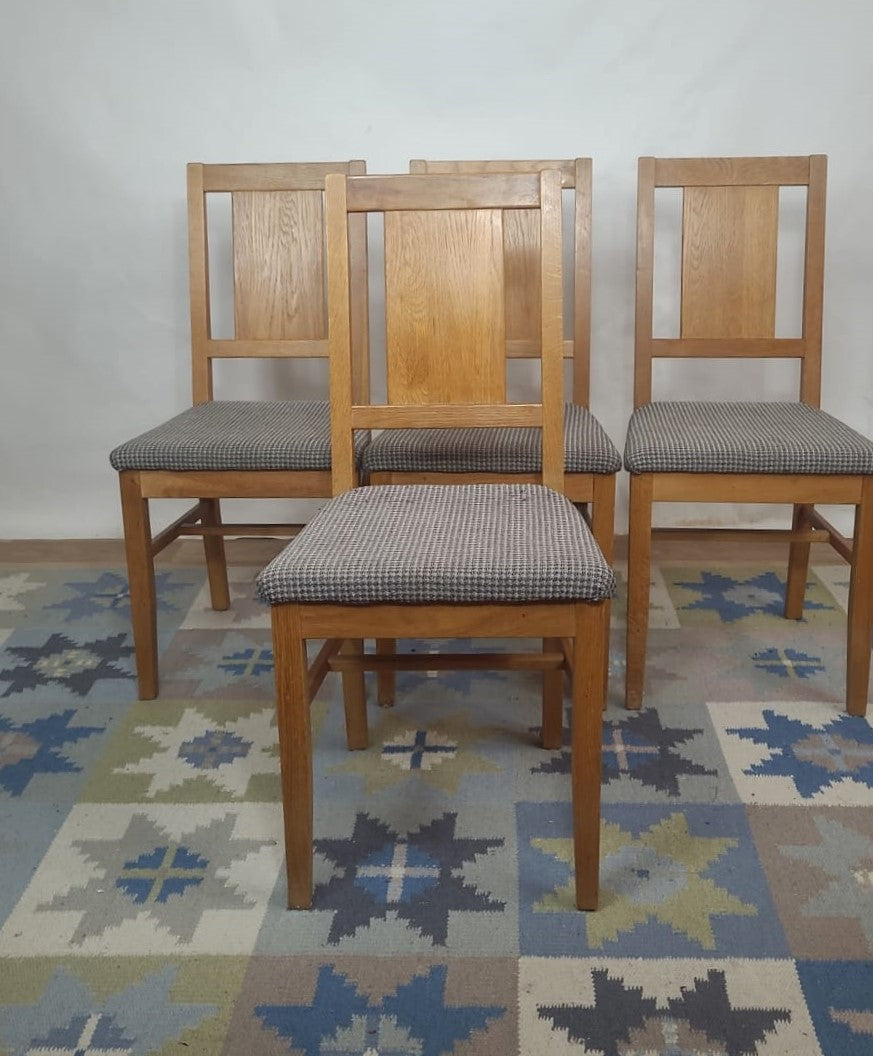 Lot de 2 chaises Brutalistes en chêne et tissu à carreaux, Danemark,1960 - Furniture 1960