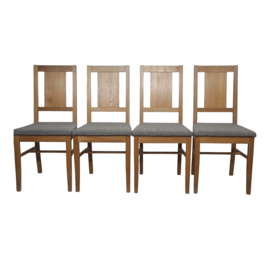Lot de 2 chaises Brutalistes en chêne et tissu à carreaux, Danemark,1960 - Furniture 1960