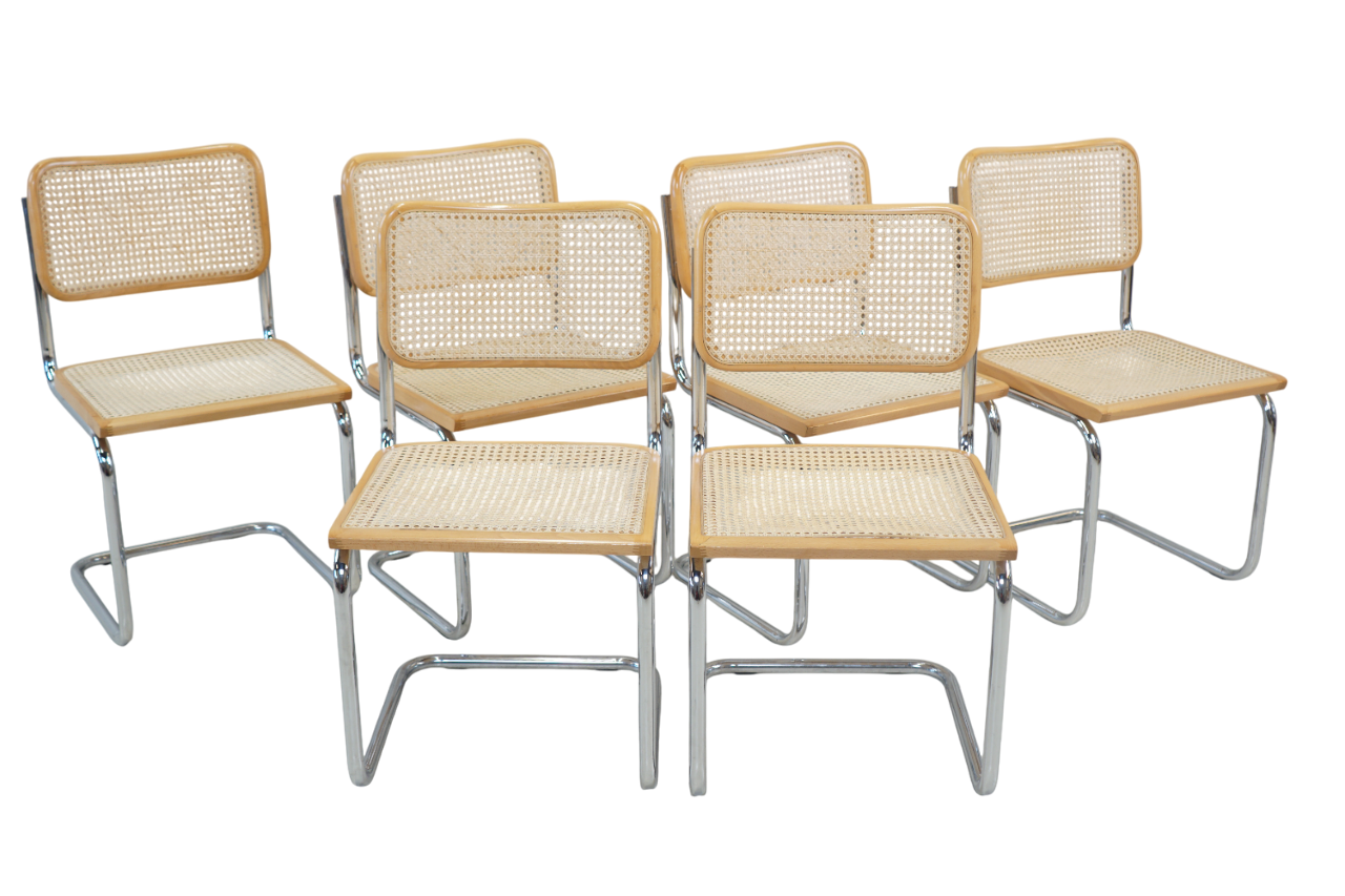 Lot de 6 Chaises Cesca B32  Marcel Breuer, Italie