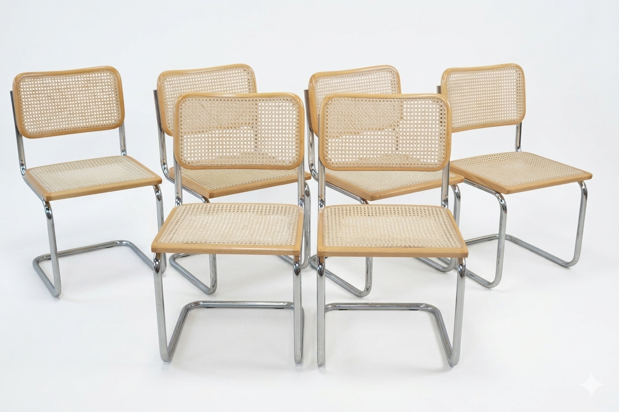 Lot de 6 Chaises Cesca B32  Marcel Breuer, Italie