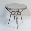Table basse ronde en granite gris et métal argenté, design allemand 1960 - Furniture 1960